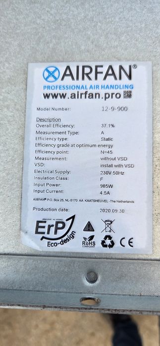 Ventilador extrator 5000 m3h  Ar fumos tintas de estufas de pintura
