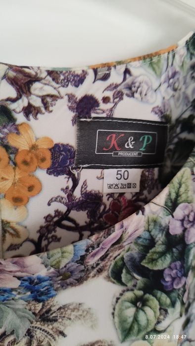 Sukienka damska wizytowa r 48 50 kwiatowy print