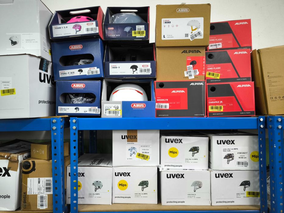 Palety oryginalnych kasków rower śnieg POC Abus Uvex Met CGM Fisher