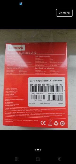 Słuchawki douszne LENOVO LP12