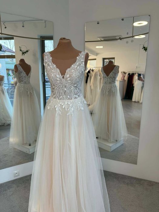 Suknia Ślubna Blink roz. 38 kolor ivory/beż tiul błysk