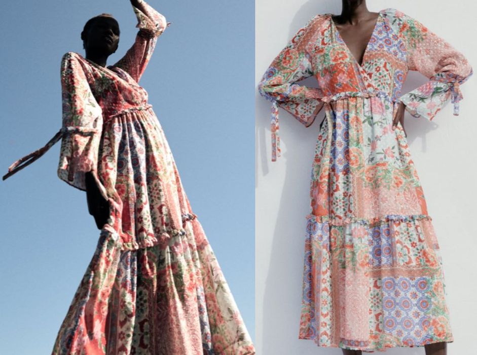 Zara sukienka z tkaniny PLUMETI z nadrukiem NOWA rozmiar M/L