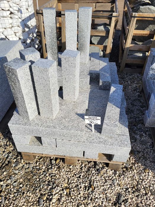Palisada granitowa 10/10/50 szara cięta obrzeże słupek granit ogrodowy
