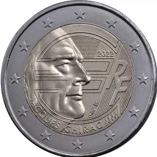 Moeda Comemorativa 2€ - Jacques Chirac (França 2022)