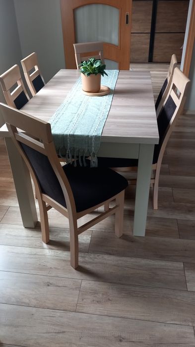 Stół rozsuwany 90/150-250 + 6 krzeseł