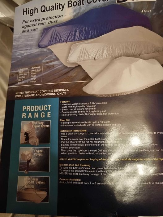 nowy pokrowiec na łódkę wędkarską -motorówkę