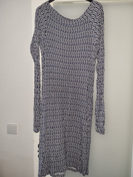 Vestido Benetom  Padrão Azul e Cinza