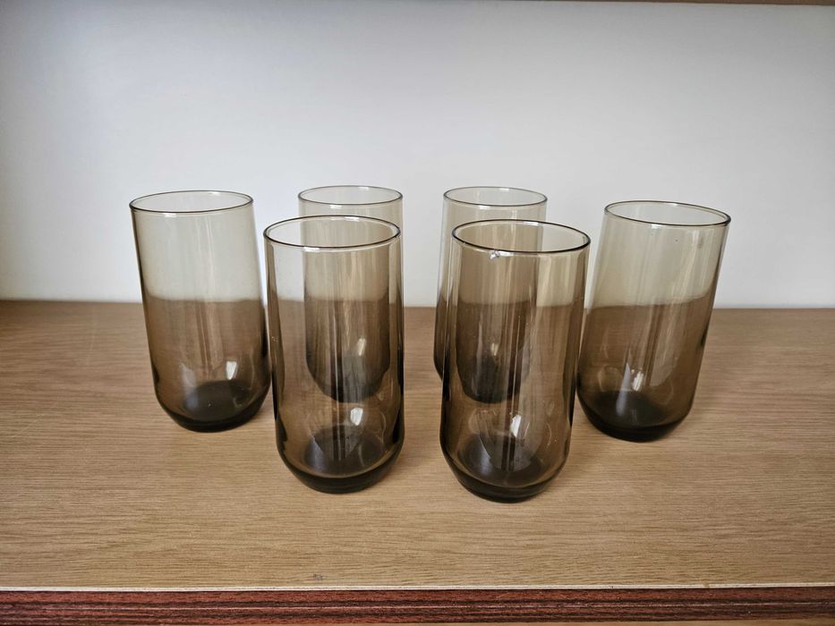 Szklanki ciemne PRL 6szt