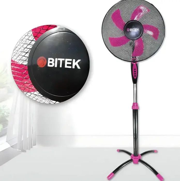 Підлоговий вентилятор 100 вт BITEK BT-1630 BP Побутовий для дому 40 см
