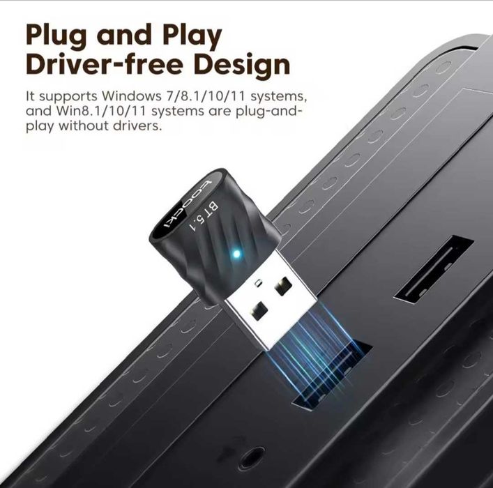 USB Bluetooth 5.1 Адаптер Toocki для ПК / Навушників / Геймпада (Блютуз приймач)