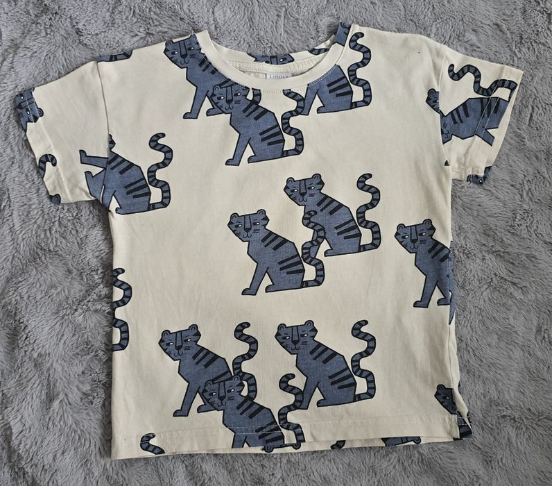 T-shirt bluzka z krótkim rękawem oversize niebieskie tygrysy rozm 92