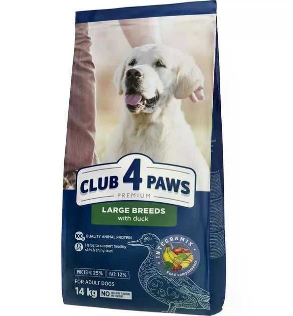 Сухий корм для дорослих собак великих порід Club 4 Paws Premium 14 кг качка Клуб 4