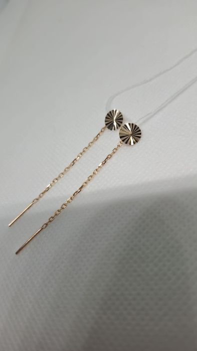 Сережки-протяжки з червоного золота. Алмазна грань. Нові. Favoritum.