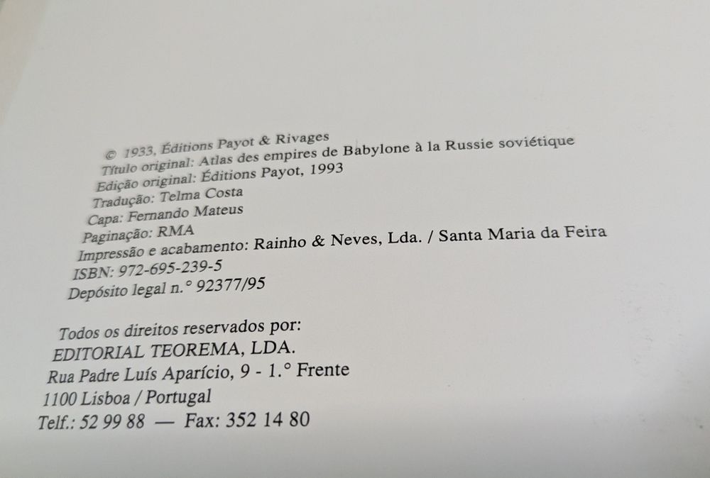 Altas dos Impérios, da Babilônia á Rússia Soviética , 1993