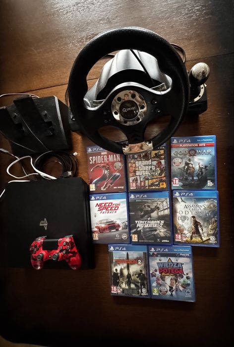 •super okazja• Playstation 4 pro +8 gier i kierownica z pedałami GRATIS