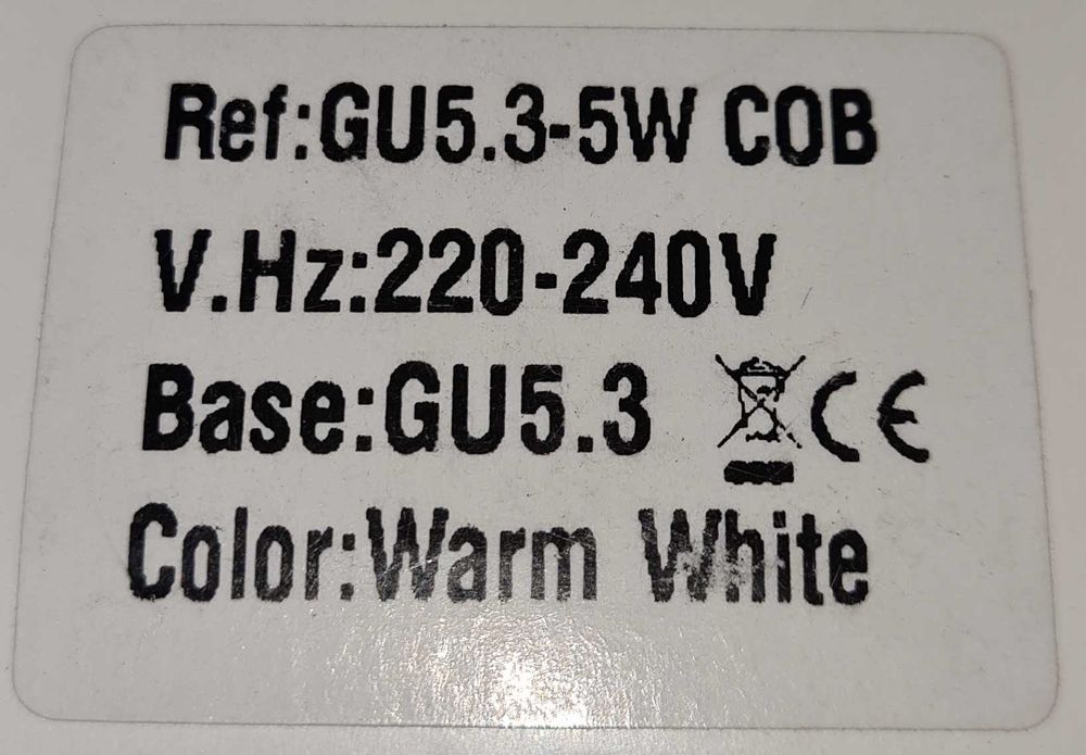 Lampada Led GU-5.3 - 5W Warm White. 5 peças