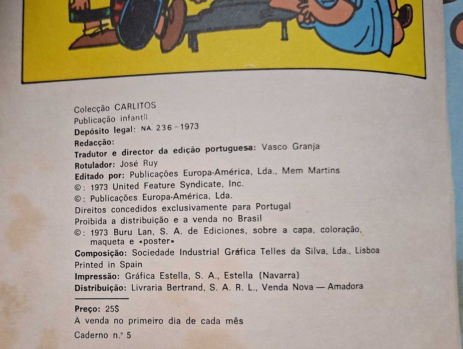 Livro de BD vintage, Charlie Brown / Carlitos Nr 5, Pub. Alfa - 1973