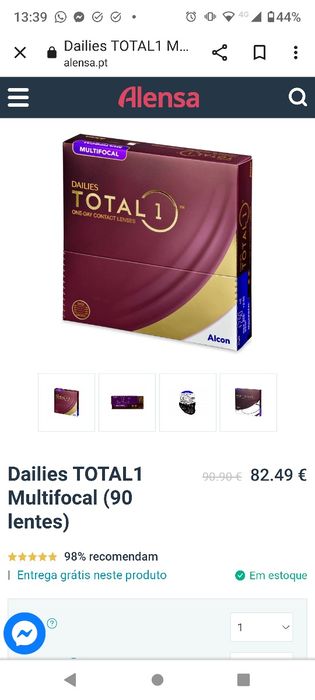 Lentes contacto diárias multifocais dailies total 1