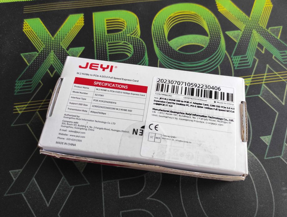 очень качественный брендовый адаптер JEYI M.2 NVMe to PCI-E x1 (PCI-E 4.0 / 3.0)