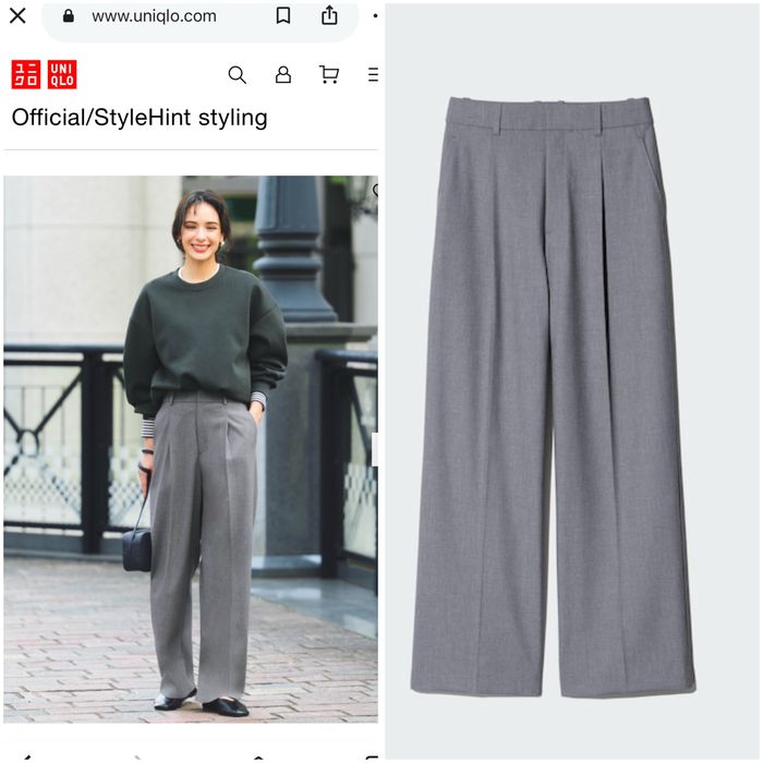 Сірі широкі штани з складками s широкі брюки з защипами uniqlo.