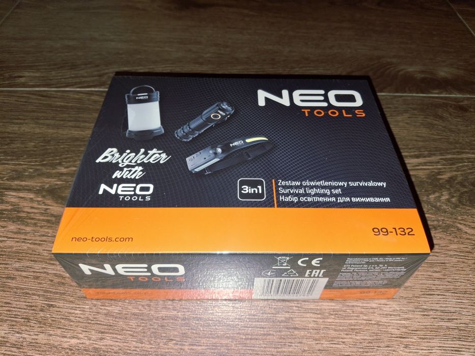 NOWY! NEO TOOLS zestaw oświetleniowy survival kamping - LED - latarka