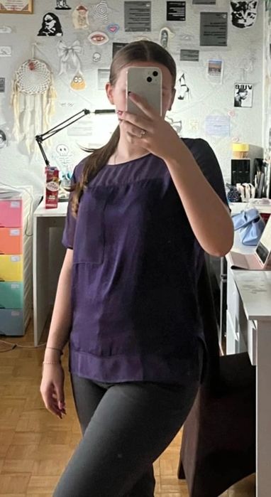 Fioletowa bluzka damska krótki rękaw Next rozm.L