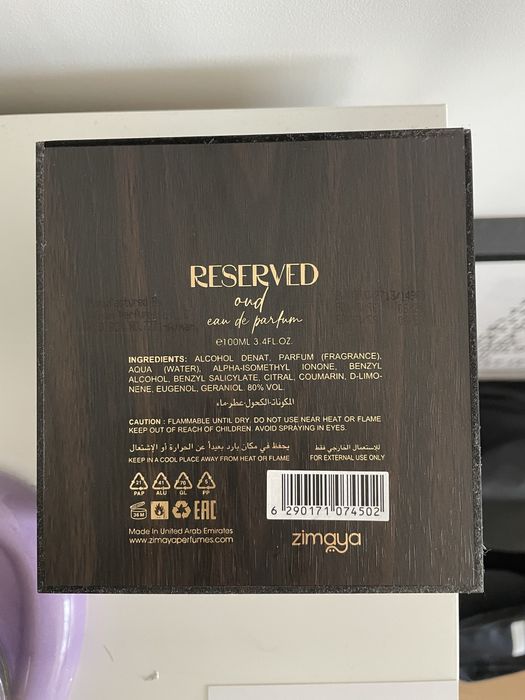 Perfume Reserved Oud Zimaya homem 100ml
