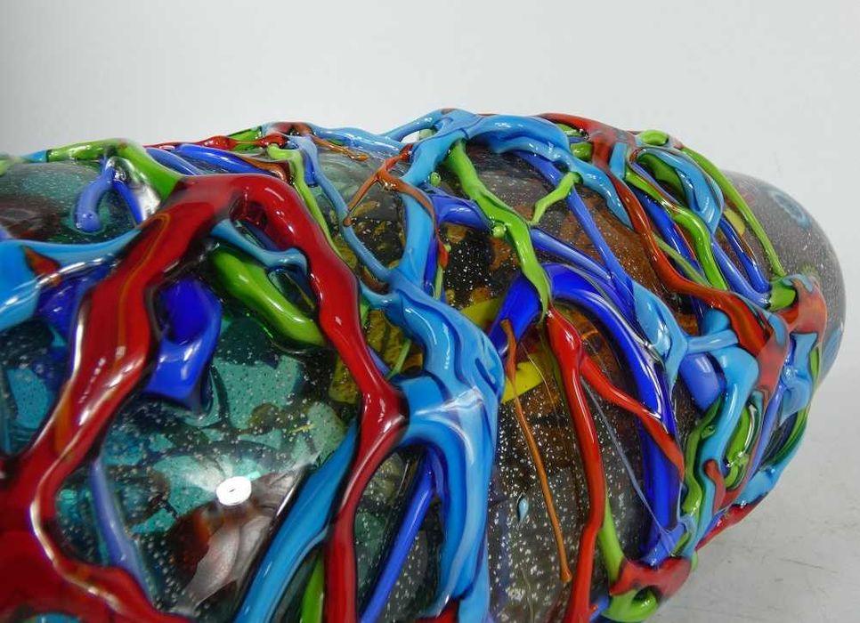 Duży Szklany kolorowy Wazon Murano kwiat 31,5 cm 3,8 kg