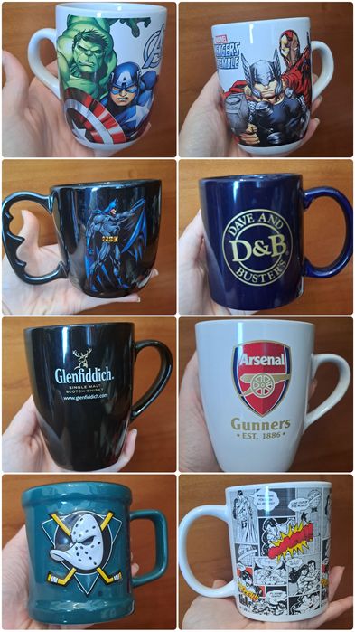 Coleção de Canecas Temáticas / Geek / Colecionador (Marvel, Batman, Clubes, Marcas)