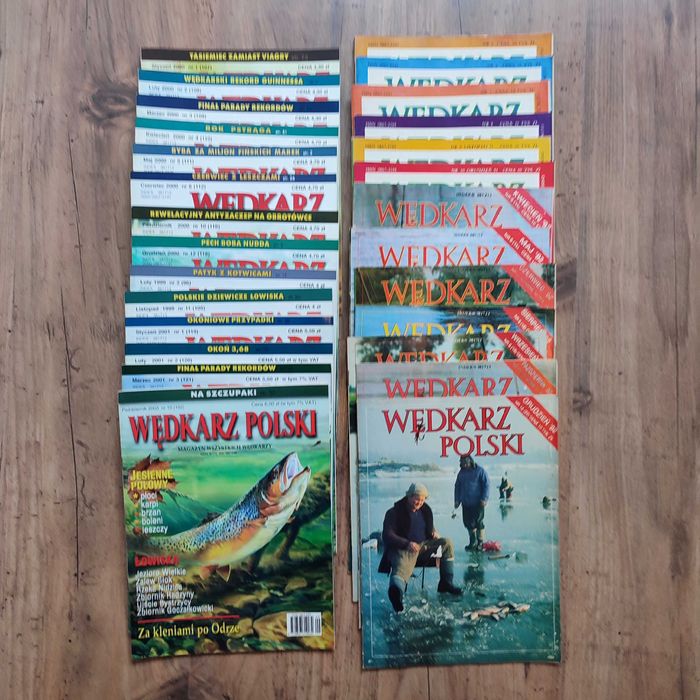 Duża paka RETRO PRL magazynów wędkarskich