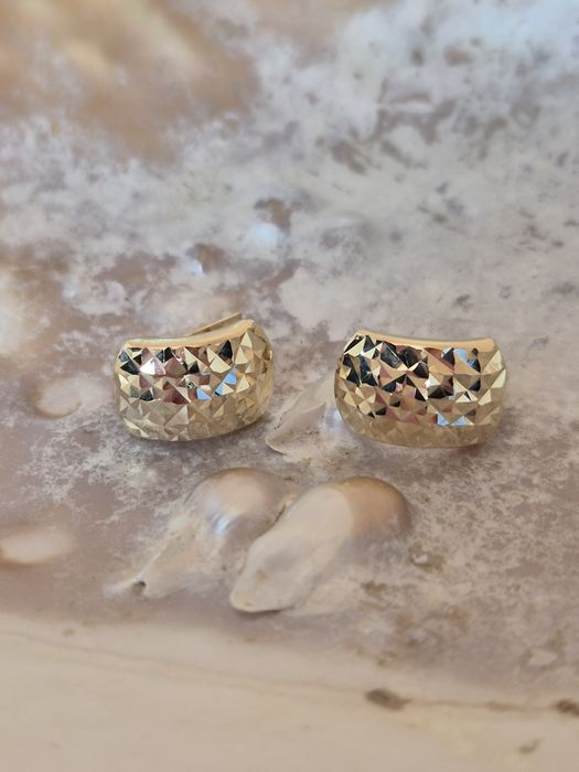 Złote kolczyki wiszące diamentowane szlifowane blaszki p. 585