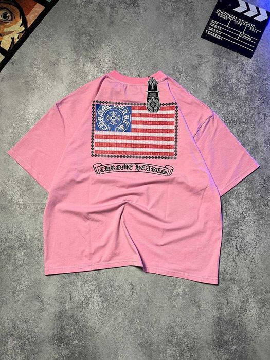 Новинка! • Футболка Chrome Hearts USA рожева оверсайз