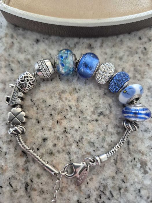 Apart srebrna bransoletka zawieszki koraliki beads ze szkłem murano