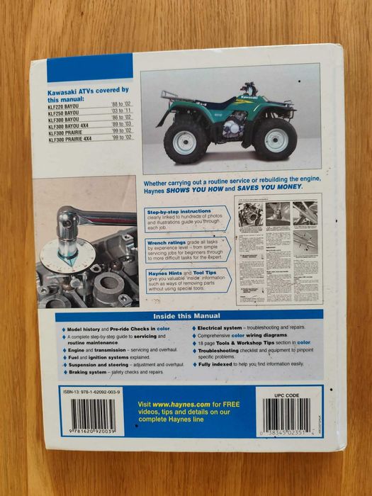 Instrukcja Kawasaki ATVs Bayou and Prairie Haynes Quad