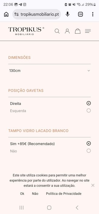 Mesa Tropikus unhas e aspiração