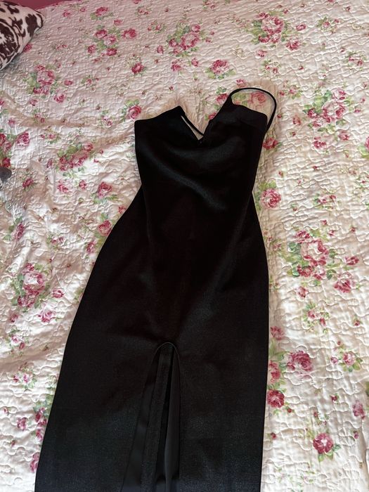 Sukienka czarna maxi wizytowa błysząca Dursi r. XS