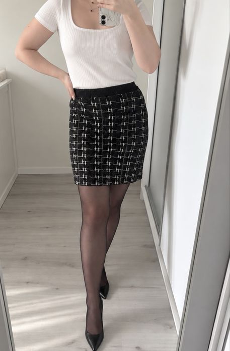 Spodniczka zara old money pepitka dzianinowa
