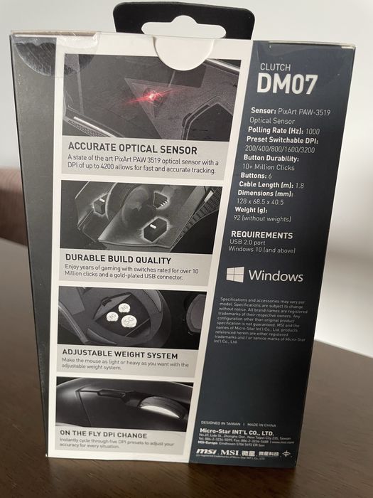 Rato gaming MSI Clutch DM07 (NOVO, lacrado)
