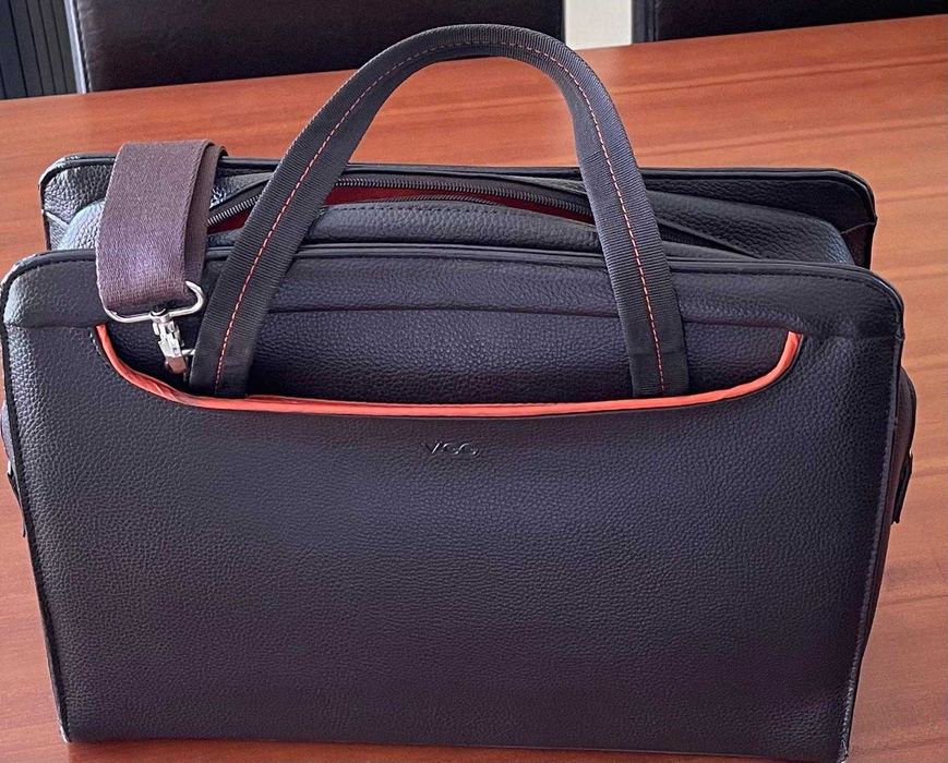 Mala para portátil - pele castanho escuro