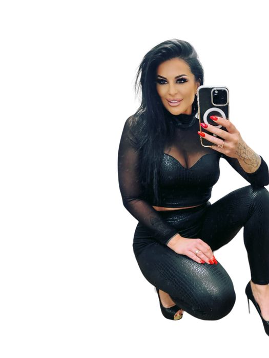 Komplet top z legginsy skorzany print wężowy