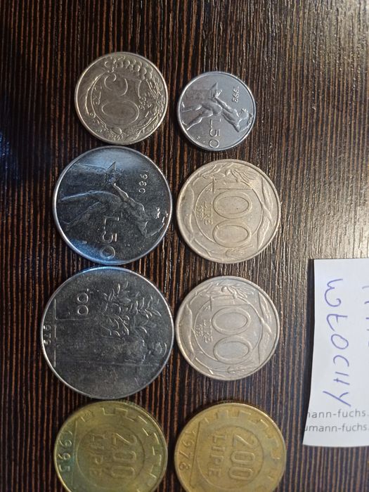 Monety włoskie liry komplet