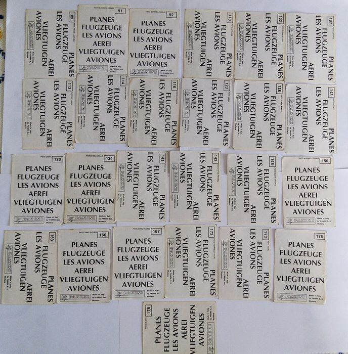 Cromos Os Aviões, colecção da PANINI