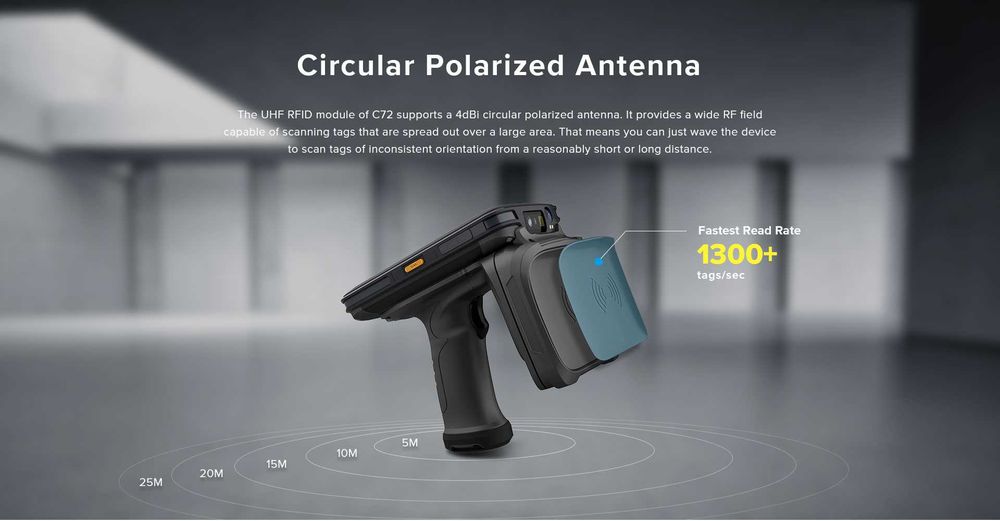 Leitor/Gravador C72 UHF RFID (Android 11)430051162567495683