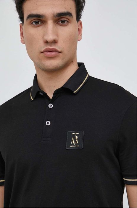 Поло Armani Exchange 8NZFPQ ZJH4Z 1200 Чорний Regular Fit