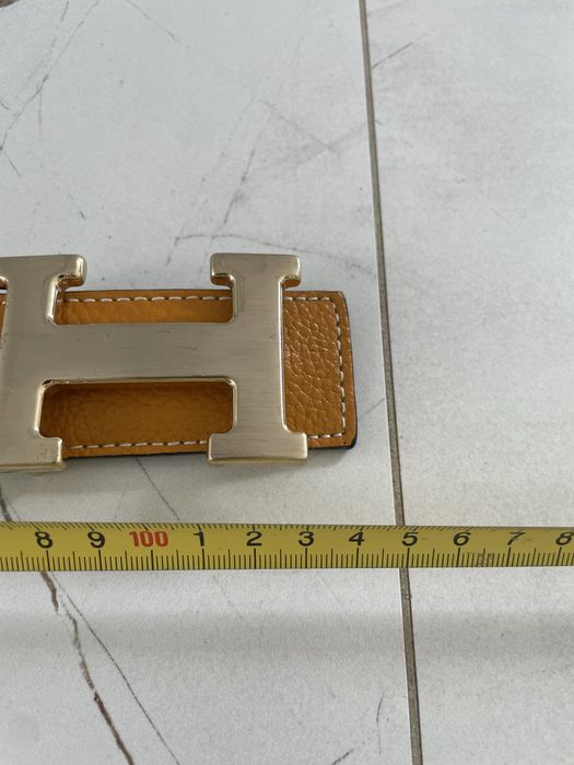 Skórzany pasek dwustronny klamra H  modny