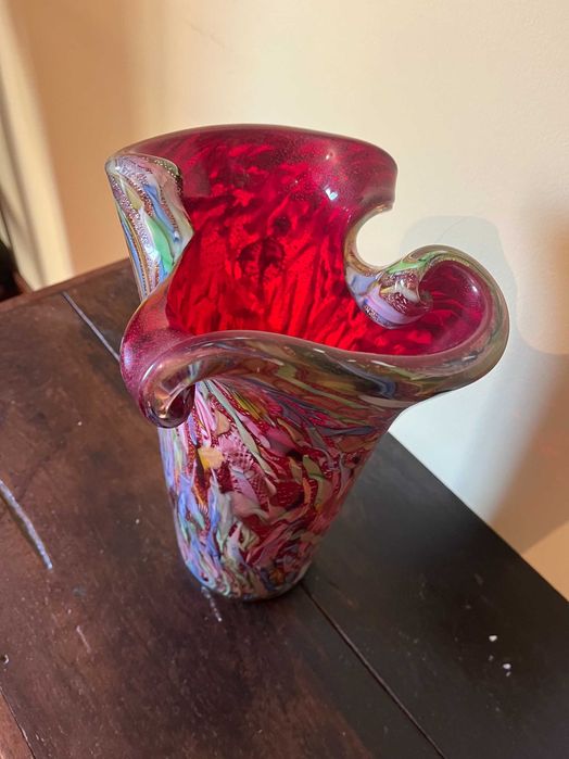 Vaso Decorativo em Vidro Artístico Multicolor – 35 cm