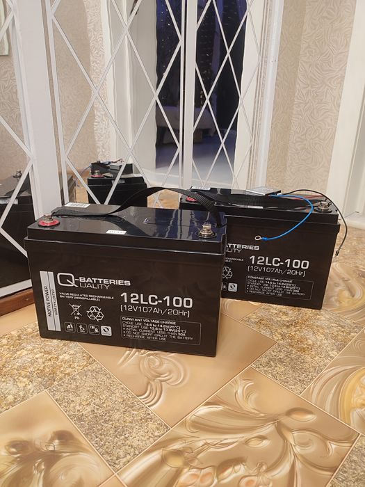 Пара мультигелевих AGM акумуляторів 12V 107 Ah Q-batteries+балансир