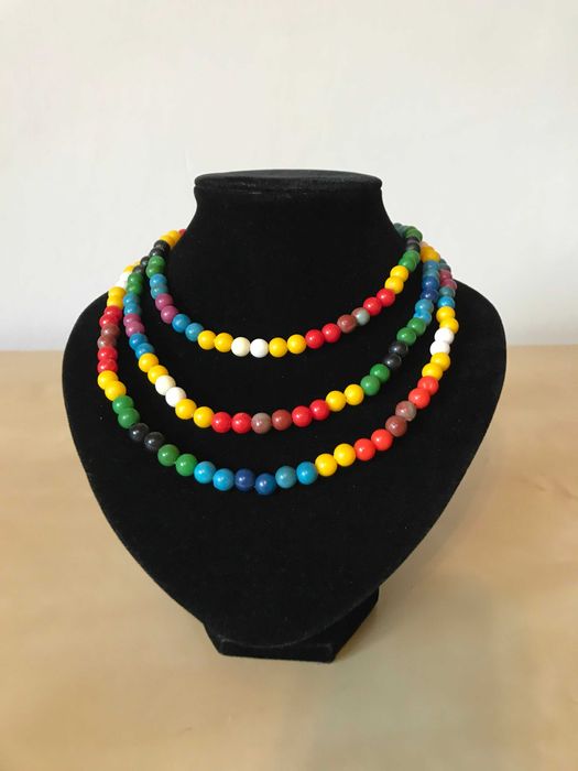 Stary długi naszyjnik mega kolory korale autentyczny vintage lata 70