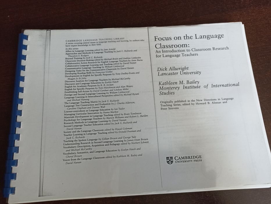 Focus on the language classroom. Dick Allwright