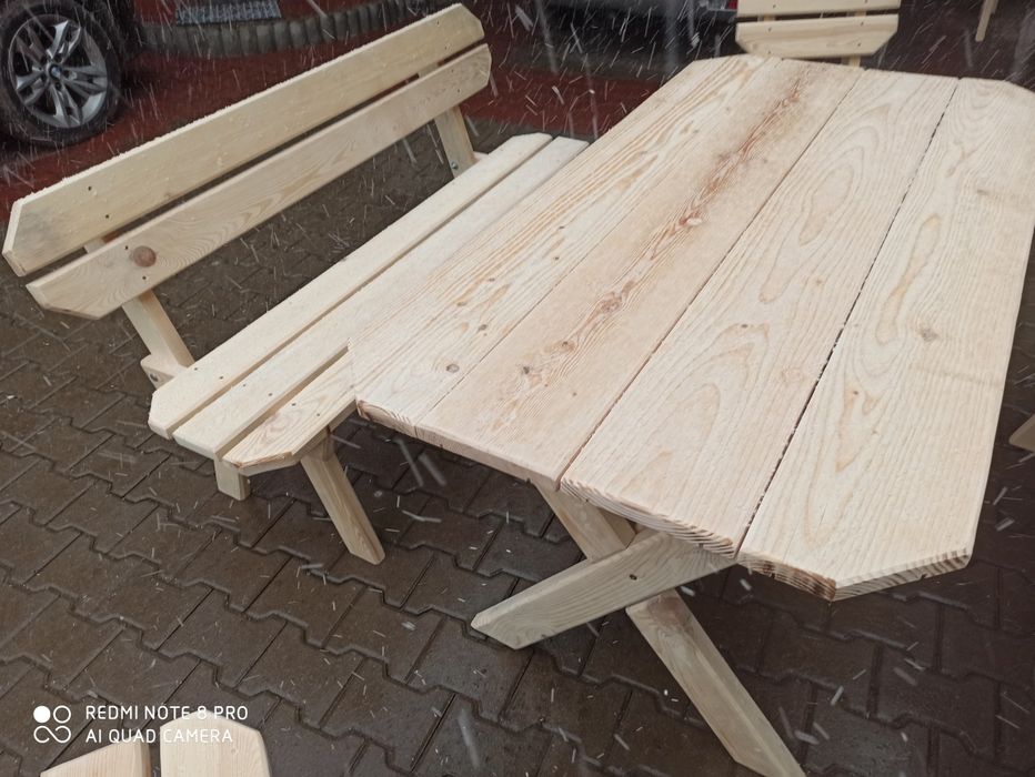 Meble ogrodowe zestaw z krzesłami drewniane